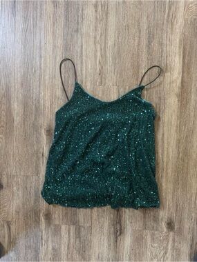 Papermoon Emerald Green Sequin Spaghetti Strap Cami